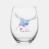 Manta ray silhouet frosted glas koffie mok (Voorkant)