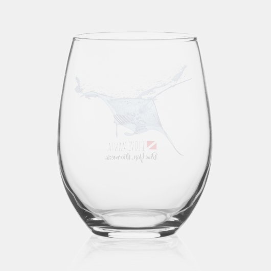 Manta ray silhouet frosted glas koffie mok (Achterkant)