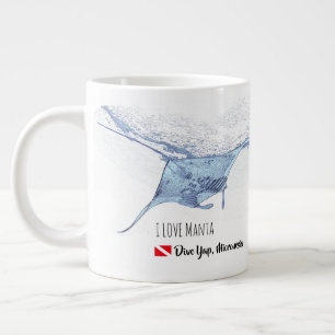 Manta ray silhouet frosted glas koffie mok