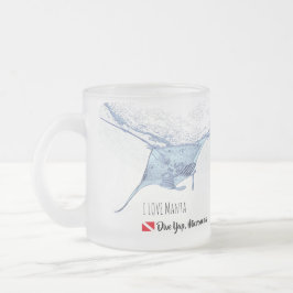 Manta ray silhouet frosted glas koffie mok