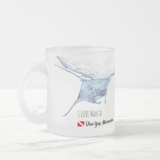 Manta ray silhouet frosted glas koffie mok (Links)
