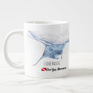 Manta ray silhouet frosted glas koffie mok