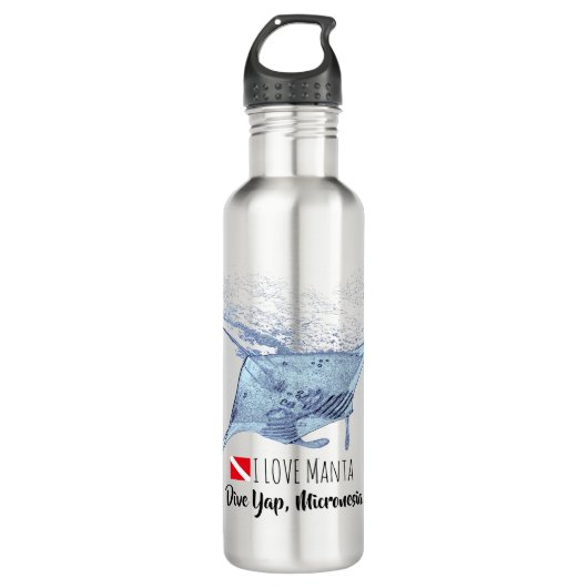 Manta ray silhouet frosted glas koffie mok waterfles  (Voorkant)