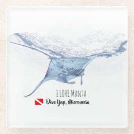 Manta ray silhouet glas onderzetter