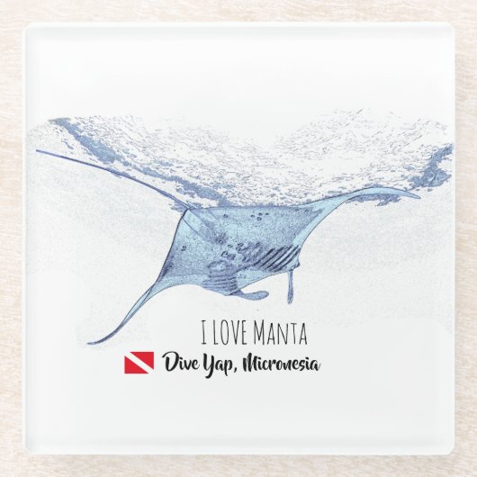 Manta ray silhouet glas onderzetter (Voorkant)