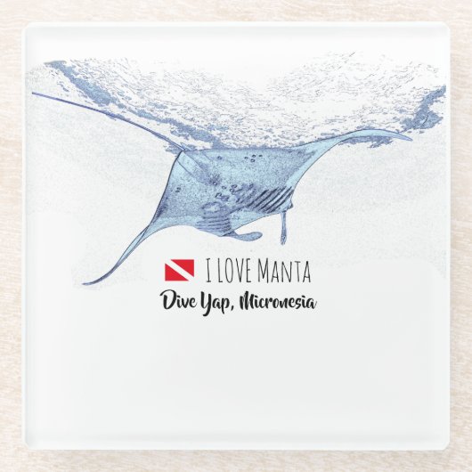 Manta ray silhouet glazen onderzetter (Voorkant)