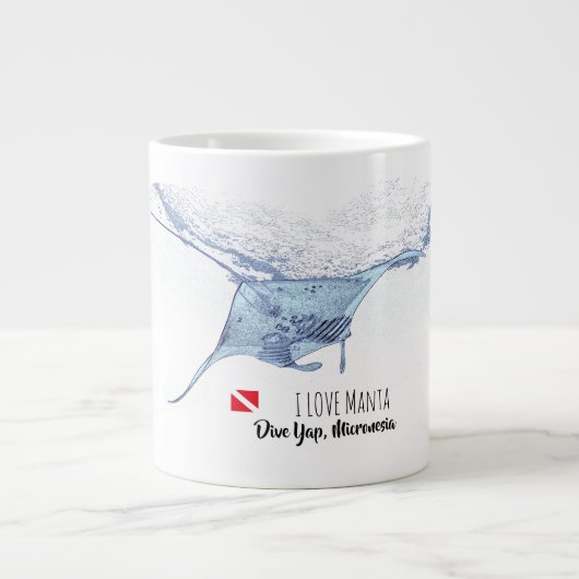 Manta ray silhouet grote koffiekop (Voorkant)