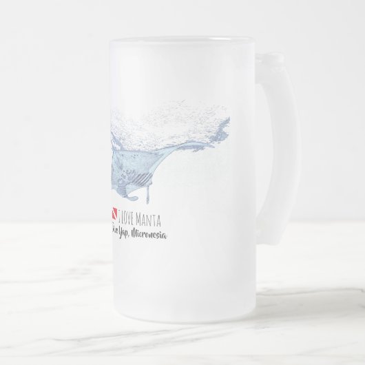 Manta ray silhouet matglas bierpul (Voorkant rechts)