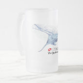 Manta ray silhouet matglas bierpul (Voorkant links)