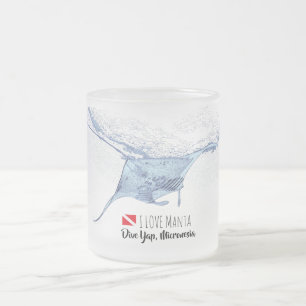 Manta ray silhouet matglas koffiemok