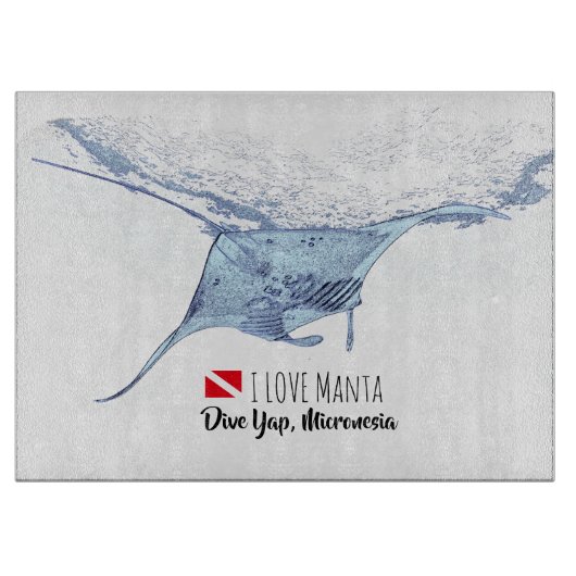 Manta ray silhouet snijplank (Voorkant)