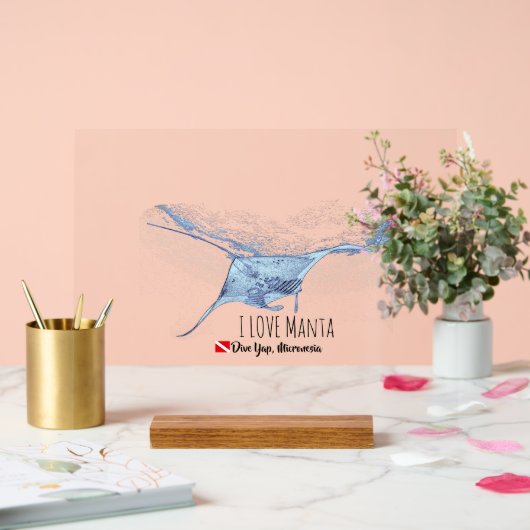 Manta Ray Silhouette Acryl Bord (Huwelijk)