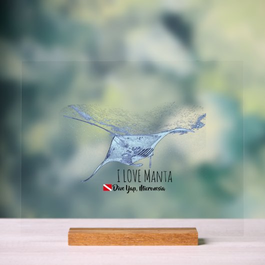 Manta Ray Silhouette Acryl Bord (Neutraal)