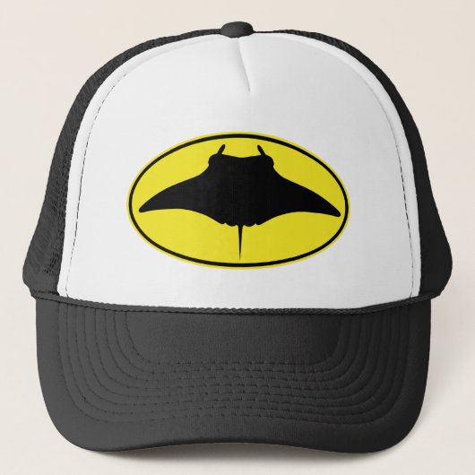 Manta Ray Silhouette Logo Trucker Pet (Voorkant)