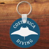 Manta Ray Silhouette - Scuba Diving in Costa Rica Sleutelhanger (Voorkant)