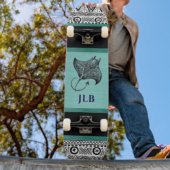 Manta Ray Teal Black White Polynesian w Initial Persoonlijk Skateboard