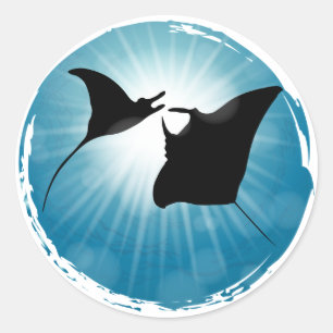 Manta Ray Underwater Aquatic Life Ronde Sticker