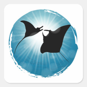 Manta Ray Underwater Aquatic Life Vierkante Sticker