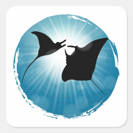 Manta Ray Underwater Aquatic Life Vierkante Sticker (Voorkant)