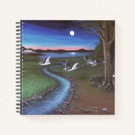 Manta ray vliegend door landschap Spiral notebook Notitieboek