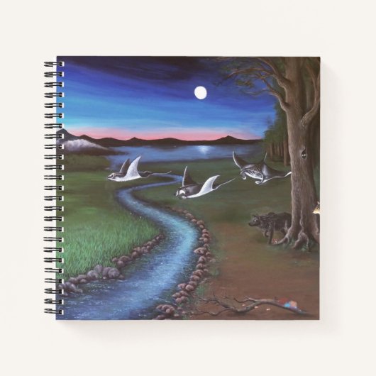 Manta ray vliegend door landschap Spiral notebook Notitieboek (Voorkant)