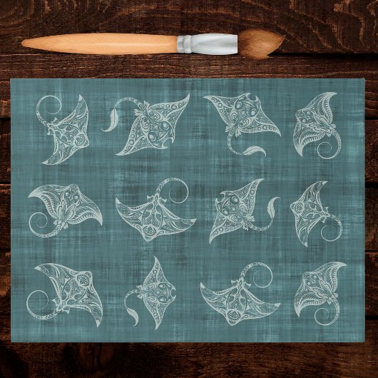 Manta Ray Zeewezen Polynesische Batik Uitzicht Tissuepapier