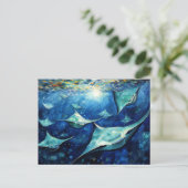 Manta Rays in Expressive Ocean Oil Painting Briefkaart (Staand voorkant)