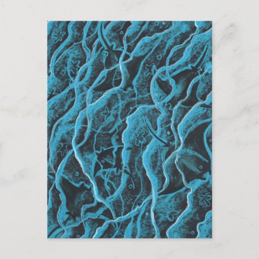 Manta Rays Ocean Fish Animals Waves Blue Black Art Briefkaart (Voorkant)