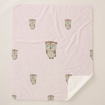 Manta Sherpa con diseño de lechuza.