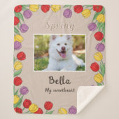 Manta Sherpa Personalized Floral Blanket for Dog L Deken (Voorkant)