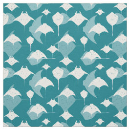 Manta Stralen en Stingrays Blauwgroen Blauw en Wit Stof