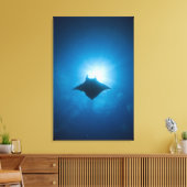 Manta zwemt onderwater canvas afdruk (Insitu (Woonkamer))