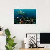 Mantarays over anemon - Poster (Thuiskantoor)
