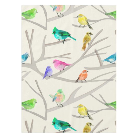 Mantel  Algodón, 52" x 70" Pájaros  Tafelkleed (Voorkant)