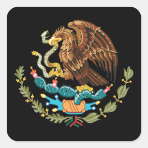 Mantel van Mexicaanse en Mexicaanse adelaar / vlag Vierkante Sticker
