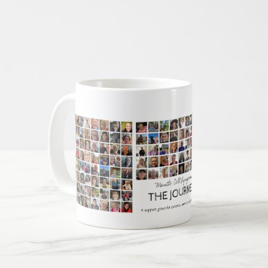 Mantelcellymfoom: de Journey collage Koffiemok (Voorkant links)