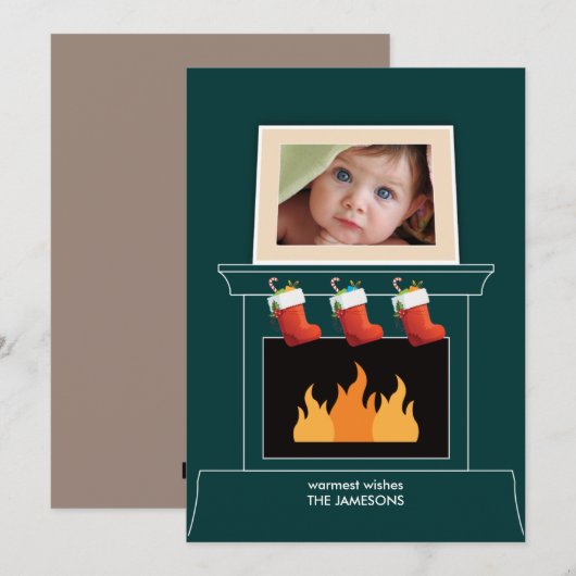 Mantelpart Photo Holiday Kaart (Voorkant / Achterkant)