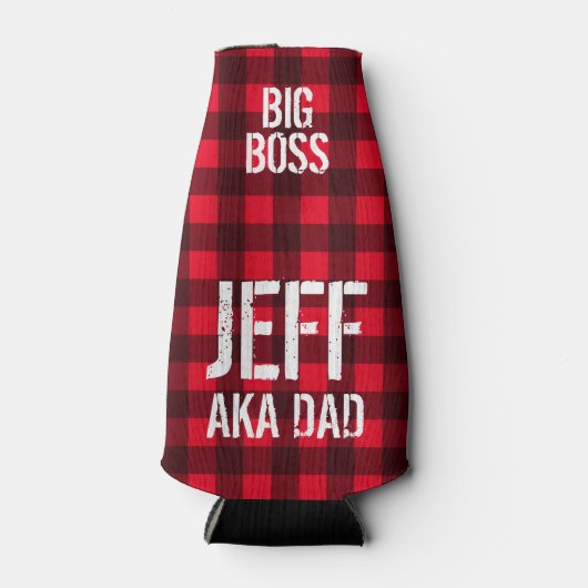 Mantelrood en zwart lumberjack check buffelvleid flesjeskoeler (Voorkant)