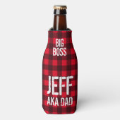 Mantelrood en zwart lumberjack check buffelvleid flesjeskoeler (Fles Voorkant)