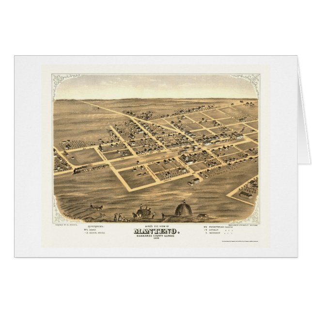 Manteno, IL Panorama - 1869 (Voorkant Horizontaal)