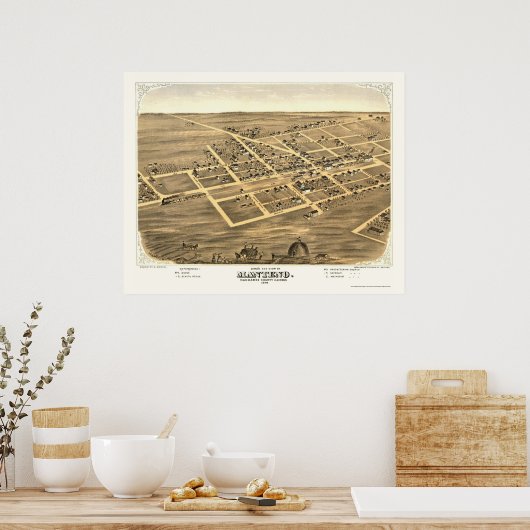 Manteno, IL Panorama - 1869 Poster (Keuken)