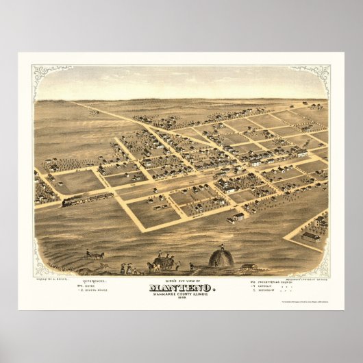 Manteno, IL Panorama - 1869 Poster (Voorkant)