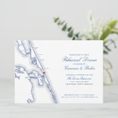 Manteo Nags Head Map Navy Blue Repetitie Diner Kaart (Staand voorkant)