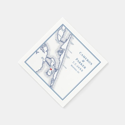 Manteo NC Buitenbanken OBX Marine Elegante bruilof Servet (Hoek)