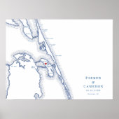 Manteo NC Kaart Elegant Bruiloft Gastenboek Poster (Voorkant)