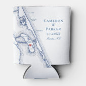 Manteo NC Outer Banks Kaart Elegant Trouwfavoriet Blikjeskoeler (Voorkant)