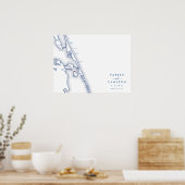 Manteo NC Trouwkaart Navy Blue Guest Book Poster (Keuken)