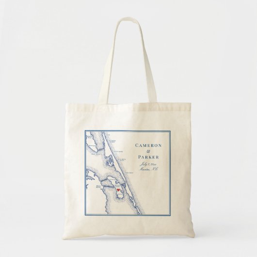Manteo North Carolina Elegant Navy Bruiloft Welkom Tote Bag (Voorkant)