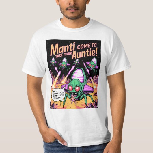 Manti Aliens Abduction Party! Defender Arcade '81 T-shirt (Voorkant)