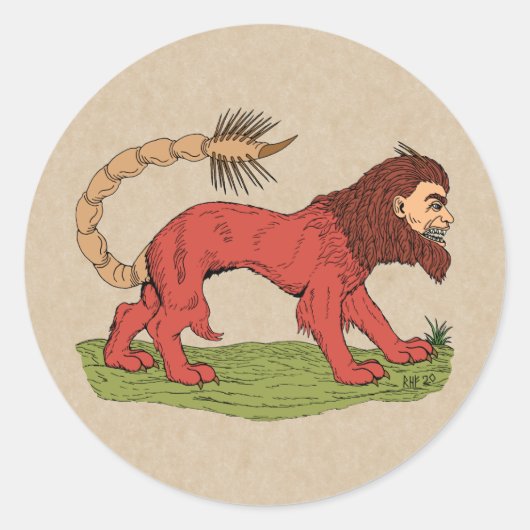 Mantichore Ronde Sticker (Voorkant)